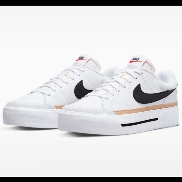 Bling Nike Swarovski Women's Court Legacy Lift White Sneaker Shoe with Crystals - Picture 2 of 6